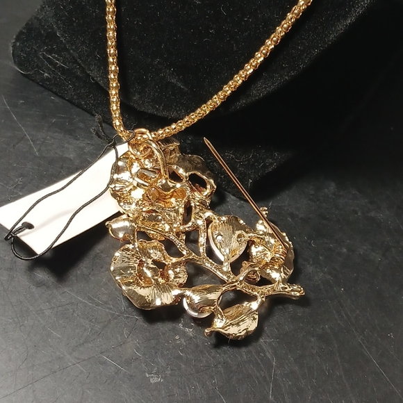 Betsey Johnson red  rhinestone flowers charm Pendant Necklace - Picture 6 of 10